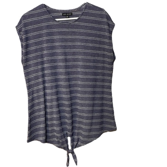 LANE BRYANT UEC 14/16 Blue white dot Short Sleeve Textured T-Shirt tie front - Picture 1 of 10